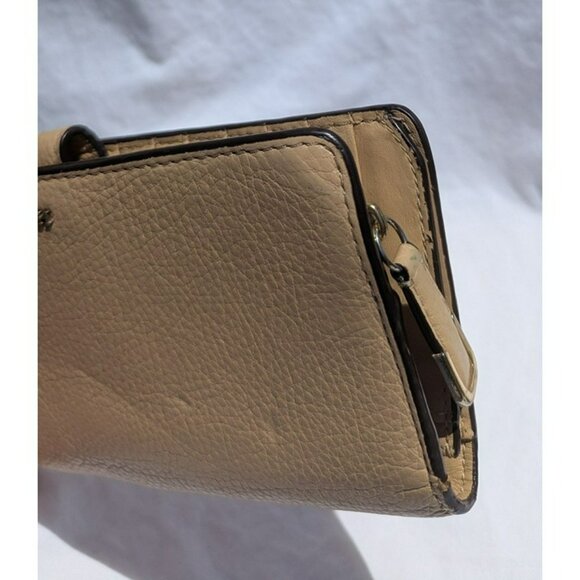 Coach Bifold Pebbled Leather Long Slim Wallet Clutch Beige - Picture 5 of 12